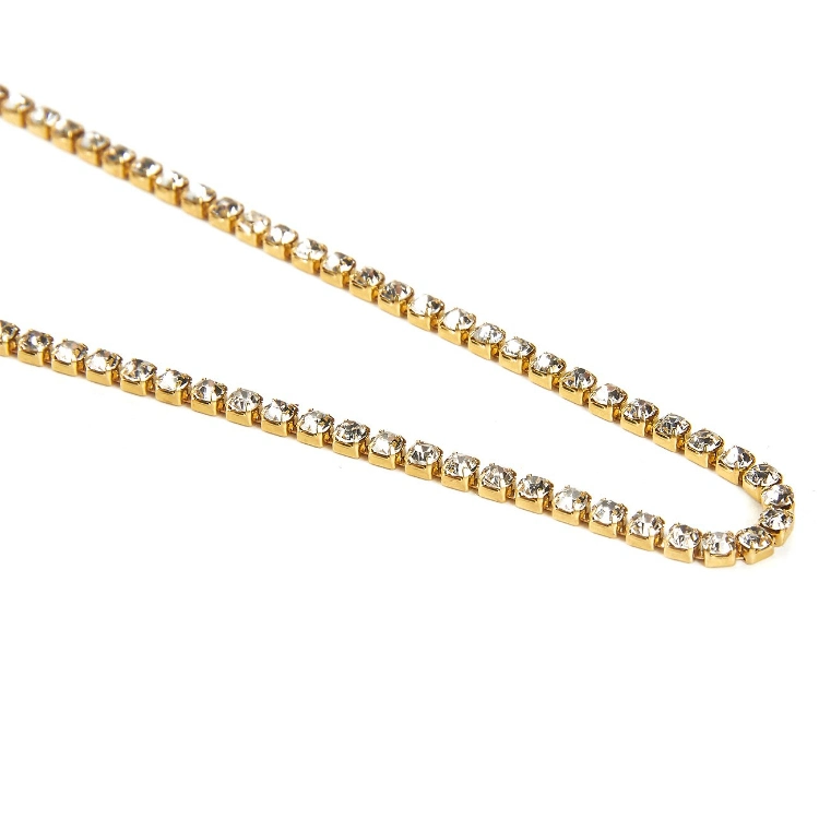 Wholesale Gold 2.0mm Width Rhinestone Dainty Body Chain Shining Necklace Non Allergic Stainless Steel Accessories for Ladies′ Clothes Body Chain Jewelry Making