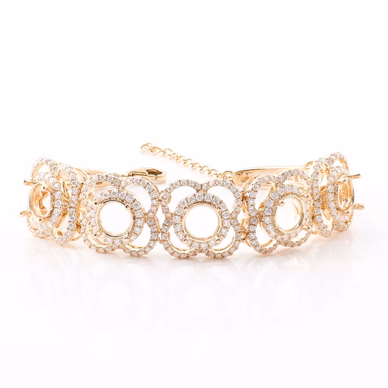 Luxury Trendy Waist Chain 5 Flower 10K/14K/18K Yellow Gold Moissanite Bracelet 6.5mm Round Vvs Moissanite Diamond Custom Jewelry