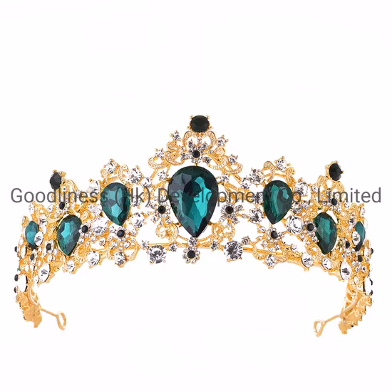 Accessori per capelli alla moda con diademi a forma di principessa in metallo con strass e cristallo
